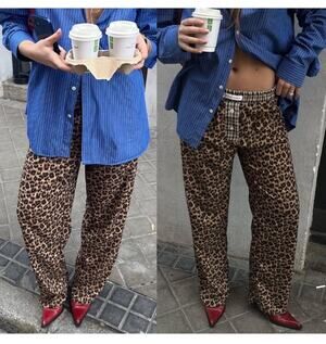 Hand Over Ex Boyfriend Leopard Boxer Style Relaxed Straight Pants Size XS EUC